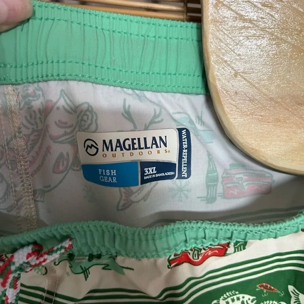 Magellan Outdoor Fish Gear 3XL Swim Trunks Christmas Santa Bass Boat